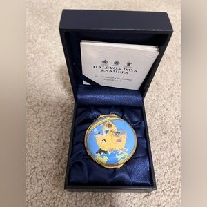 Halcyon Days Blue Noah's Ark Enamel Compact - Gold Trim
